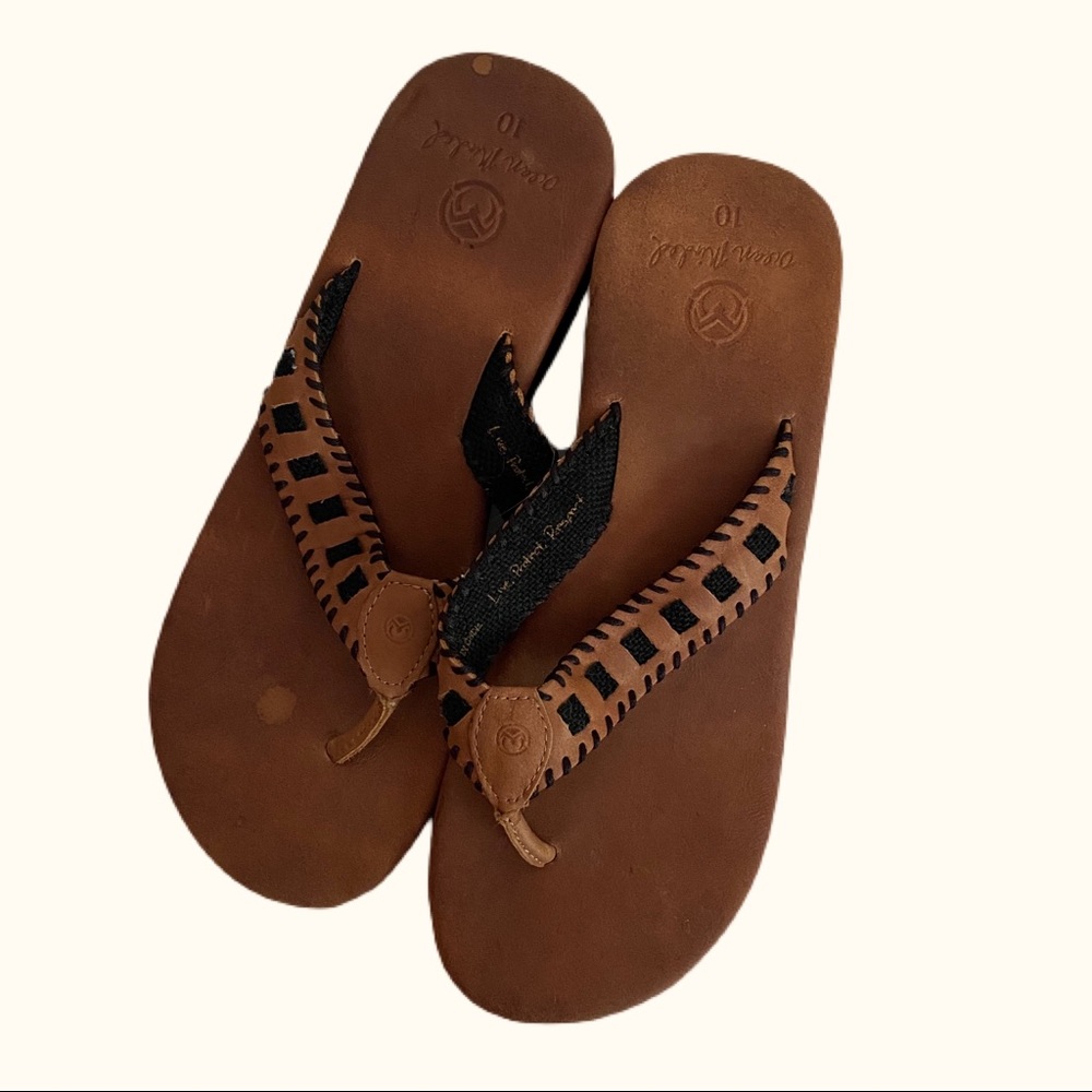 Ocean Minded Sz 10 Wedge Sandal Leather Upper